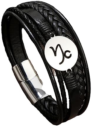 12 Sternzeichen-Armbänder – Modisches Lederarmband, Sternzeichen-Horoskop, Geflochtener Armreif, 12 Sternzeichen-Armbänder, Geburtstagsgeschenke Für Frauen/Männer Und Mädchen/Jungen.,Steinbock