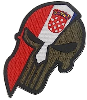 Uijokdef Aufnäher mit Totenkopf und Kroatien-Flagge, zum Aufbügeln oder Aufnähen, bestickt, taktisch, Militär, National, Kroatien, 1 Stück