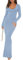 REORIA Damen Sexy U-Ausschnitt Langarm Lounge Langes Kleid Gerippte figurbetonte Maxikleider Blau S