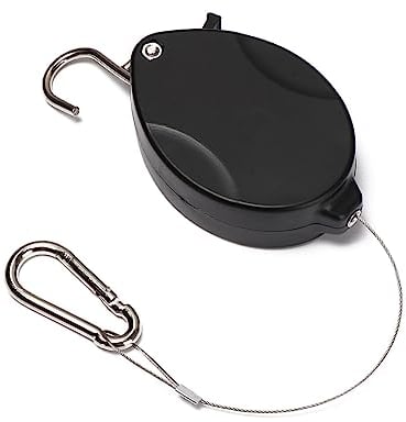 Zhixifan Verstellbarer Pflanzen Aufhänger Einziehbar Pflanzenrolle Hakens Schraubhaken mit Sicherung Drahtseil für Hängende Pflanzen, Blumenkörbe, Töpfe, Vogelhäuschen—Schwarz