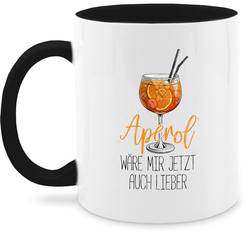 Tasse Tassen 325ml - Statement - Aperol wäre mir jetzt auch lieber I Lustige Geschenke Aperol Spritz - 325 ml - Schwarz - sprüche statement-tasse statements cocktails kaffetassen kaffeetasse
