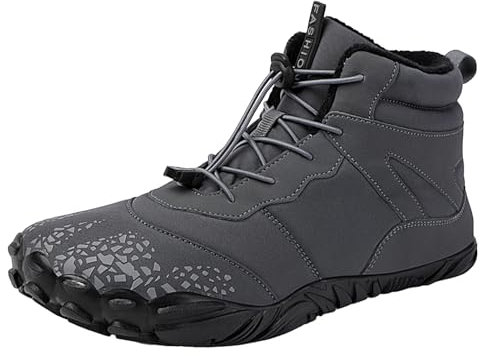 HUNYA Barfußstiefel Damen Herren Breite Zehenbox Schuhe Damen Winter Sneaker Schuhe Minimalistische Stiefel Damen Wasserdicht, hellgrau, 40 EU