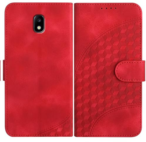 JayModCase Cover per Samsung Galaxy J530/J5 2017,Flip Custodia in Pelle PU con Kickstand Porta Carte Magnetica Chiusa Custodia per Galaxy J530 (Rosso)