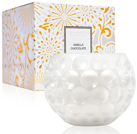 Cocorrína Duftkerze im Glas, Vanilla Chocolate 300g, 100% Kokosnusswachs mit 2 Dochten, Scented Candle Brenndauer bis zu 40 Stunden, Perfekte Kerzengeschenke für Männer & Frauen