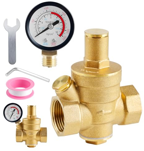 DN20 Druckminderer Wasser: WEGREAT 3/4 Zoll Messing Wasserdruckminderer mit Manometer und Einstellwerkzeugen,1,6 MPa Druckregler aus Messing, Wasserdruckmesser für Trinkwasser, Wasserdruckregler