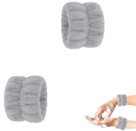 2Stück Handgelenk Waschband, Mikrofaser Gesichtswasch Armbänder, Spa Armbänder Zum Saugfähiges Schweissband für Frauen Mädchen, Makeup Handgelenk Gesichtshautpflege