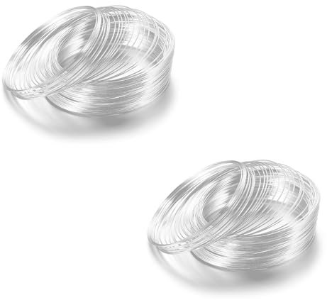 200PCS Steel Memory Wire for Jewellery Making Sliver Beading Wire For Crafting (6cm Dia,0.6mm WIre Dia)