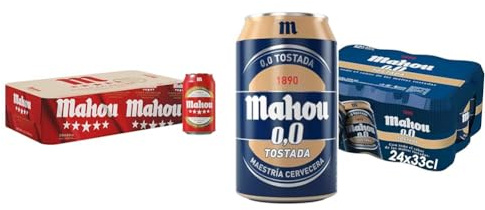 Mahou Pack Cerveza Lager 5 Estrellas 28 Latas + Mahou 0,0 Tostada 24 Latas