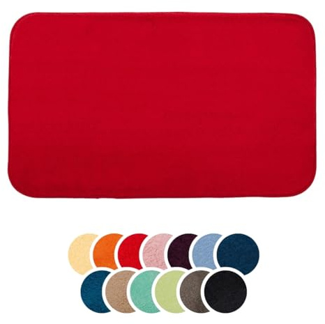 liebling Badteppich, 100% Polyester - Mikrofaser, Serie Santos, 70 x 120 cm,1500 g/m², 30 Grad waschbar, Farbe: rot