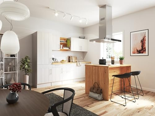 respekta Küche Küchenzeile Landhaus Inselküche Induktion Anton 280 cm