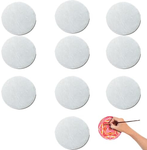 Yudobliss Weiße Steine zum Bemalen 10 Stück, Weiß Flache Steine zum Bemalen, Groß Glatte Kieselsteine, Runde Steinscheibe Glatte Flach Kieselsteine für Kunst Kunsthandwerk Deko, 6,3cm Durchmesser