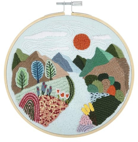 Trimits Stickrahmen-Sets - Starter-Kit, enthält Bambus-Rahmengarne, Stoffnadelhalter und Anleitung, 15 cm (6 Zoll) - Bergblick