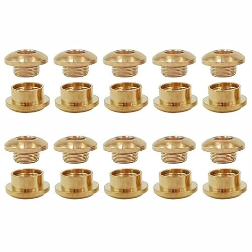 10 Sets Eyelet Grommets Kit 8mm Solid Brass Screw Back Eyelets with Washer Grommets for Leather Clothing Bags DIY Project