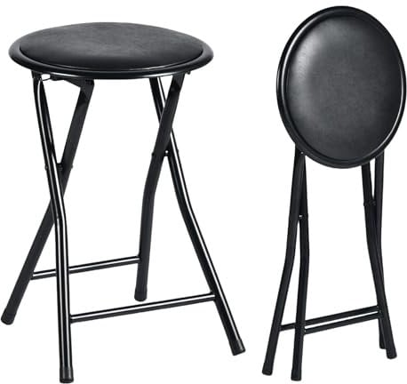 ZZINOKE Klapphocker 2er Set,Kein Zusammenbau Erforderlich,30×30×46cm,hocker mit Polsterung,Geeignet für Küche, Balkon, Bistro,Garten und Außenbereich (Schwarz)