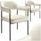 TecTake® Silla de Comedor Acolchada, Tapizada en Tela, con Respaldo Continuo y Reposabrazos, Patas de Acero Estables, Silla para Cocina, Salón, Dormitorio - 2 sillas Aspecto Terciopelo Blanco Roto