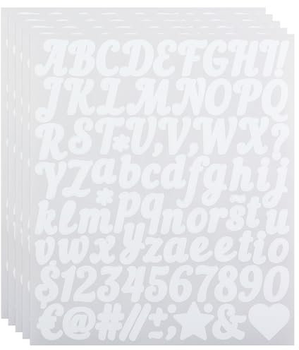 Kleine Buchstaben Aufkleber, 1 Zoll 440 Stück Buchstaben und Zahlen Aufkleber für Scrapbook, Wasserflasche, Namensschild, klebebuchstaben wetterfest - weiß