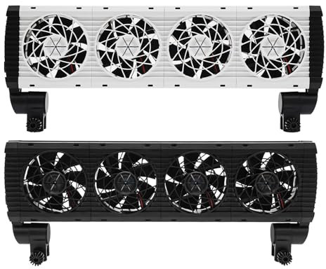 Balider Aquarien Kühler, 4-Kopf-Aquarium-Ventilator, Einstellbare Luftgeschwindigkeit und Timer, Leiser Aquarienlüfter für Süßwasser-Salzwasser-Aquarien bis 80 cm (schwarz und weiß)