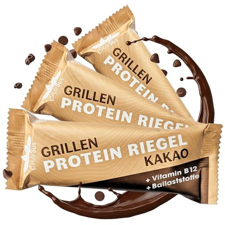 EntoSus Grillen Protein Riegel Kakao 35g - High Protein Snacks, 4,5g Eiweiß pro Riegel, Gesunde Snacks ohne Zuckerzusatz & Laktose, Ballaststoffreich & nachhaltig - Made in Germany - 15 Stk