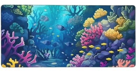 Sea Coral Mouse Mat Underwater Fish Gaming Mouse Pad with Stitched Edges Non-Slip Large Desk Mat for PC Laptop Office Home Gamer 900x400x3mm Keyboard Mousepad