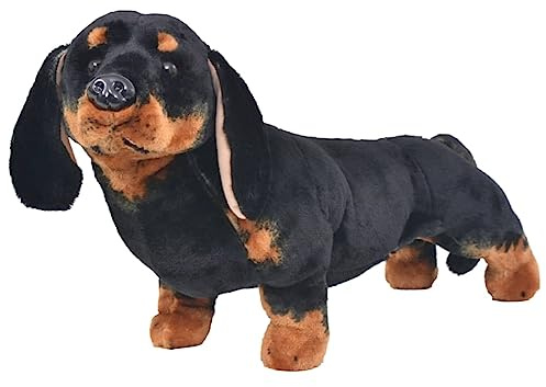 Mokuyary Plüschtier Hund Dackel Stehend Plüsch Schwarz XXL