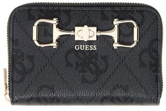 GUESS Geldbörse Janie Logo SLG Zip Around Wallet Coal Logo dunkelgrau