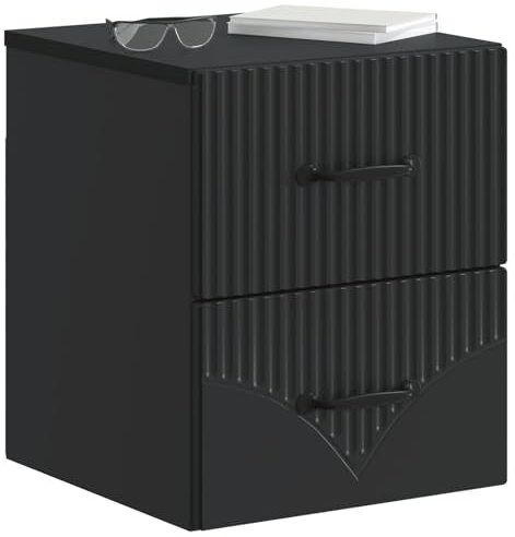 vidaXL Wandmontierter Nachttisch Schwarz 34,5 x 33 x 40 cm, Schlafzimmer Aufbewahrungslösungen, rechteckige Moderne Nachttische, Coole Möbel für kuschelige Ecken