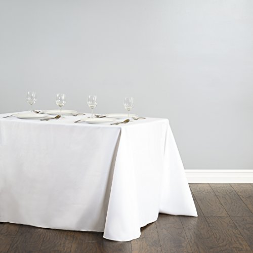 Elegante Tischdecke Hochzeit Weiß 180x300cm - Abwaschbares Fleckenabweisendes weises Tischtuch - Fotohintergrund & Hochzeitsdeko