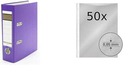Ordner / DIN A5 / 75mm / Farbe: lila + 50 Prospekthüllen