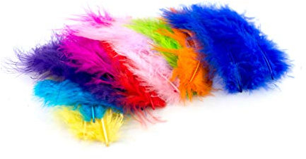 20 Flaumfedern 8-12cm (MIX/bunte Mischung) // Marabufedern Bastelfedern Hühnerfedern Dekofedern Schmuckfedern Federn