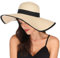 Lanzom - Sombrero de paja plegable de ala ancha para mujer de 14 cm, con visera ancha y protección solar UPF 50+ - - Talla única