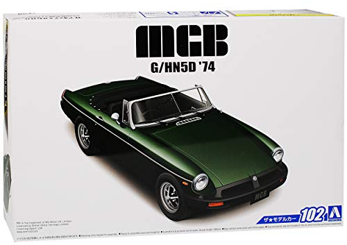 Aoshima MG B MGB Cabrio Grün Offen 1962-1980 Kit Bausatz 1/24 Modell Auto mit individiuellem Wunschkennzeichen