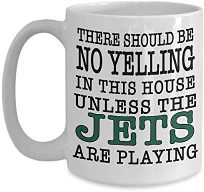 mmandiDESIGNS Jets Fan Game Day Kaffeetasse | If You're From New York and Love Your Football Team, This Large 425.2 g or Smaller 313.8 g Ceramic Cup Is For You