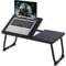 MEUBLE COSY - Mesa de cama con soporte para ordenador portátil plegable (altura regulable, tablero acabado de roble, base de metal, 65 x 30 x 27,5 cm), color negro