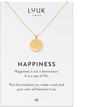 LUUK LIFESTYLE Edelstahl Halskette mit Anhänger für Damen, filigraner Schmuck, Glücksbringer, Freundschafts Kette, Geschenk für Frauen & Mädchen, Berg I Gipfel I Alpen, gold