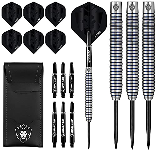 KOTO - Tiger Blue Paint 90% Darts 25 G, Blau, Darts Set inkl. 3 Barrels,Flights + Shafts & Dartwallet, Fester Ringgrip