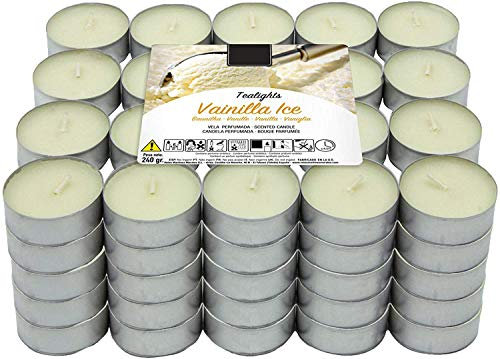 Velas de Té Aromáticas Velas perfumadas - 4 Horas de combustión(Vainilla, 100 Velas)