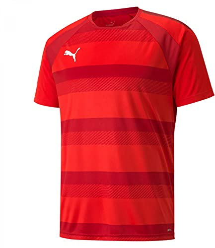 PUMA Unisex Kinder Teamvision Jersey Jr Shirt, Puma Red-chili Pepper-puma White, 128 EU
