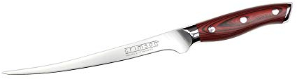 Ergo Chef Crimson Series - Cuchillo de filete flexible para carne (19 cm, acero alemán, mango G10)