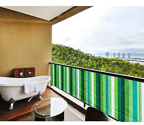 Balkon sichtschutz,balkonabdeckung Windschutz Wetterfest Blickdichte Privatsphäre UV-Schutz zaunblende sichtschutz für Balkon zaun Terrassen Garten Swimming Pool Grüne und weiße Streifen 50x400cm