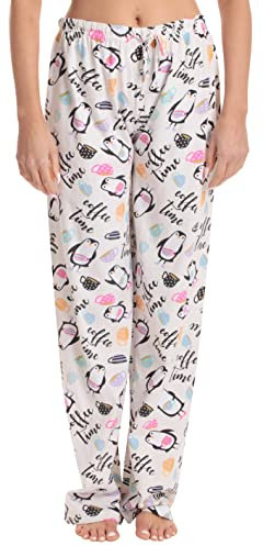 Just Love Damen-Pyjamahose, Nachtwäsche, Lemon - Coffee Time Pinguin, Small