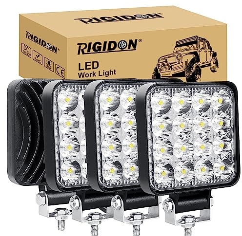 RIGIDON 4 Pcs Auto quad scheinwerfer, 3.3 Zoll mini 48W Spot Strahler offroad beleuchtung für SUV ATV Traktor LKW 4x4, 6000K Weiß led nebelscheinwerfer, led arbeitsscheinwerfer, led arbeitslicht