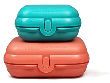 Tupperware Mini-Twin to Go helltürkis + Twin Gr.2 lachsrosa Brotdose 38696