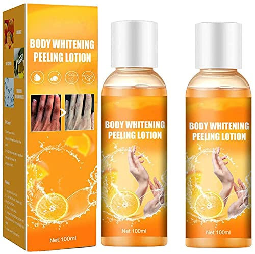 1/2Pcs Orange Body Whitening Peeling Lotion, Peel Peeling Cream, Skin Lightening Brightening Flawless, Mild Exfoliate Removes Dirt Tightens Pores Improves Body Skin, 100ml (2pcs)