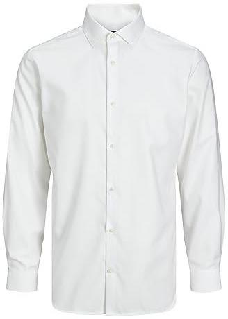 JACK & JONES Camicia classica maniche lunghe, chiusura con bottoni, vestibilità slim. Bianco