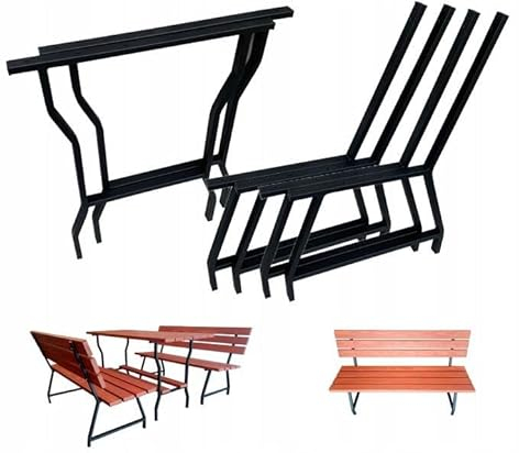 4X Bankbeine + 2X Tischbeine Schwarz Pulverbeschichtet Bankgestell Tischgestell Gartenbank Gartentisch Möbelkufen