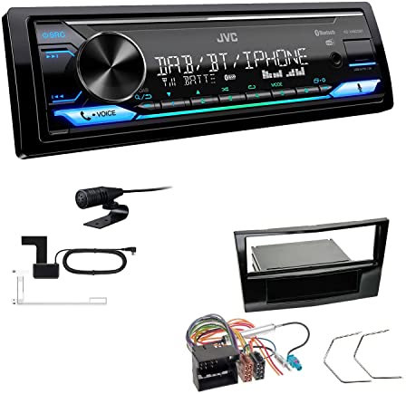 JVC KD-X482DBT 1-DIN Autoradio Media Receiver Digitalradio DAB+ Bluetooth Amazon Alexa USB Einbauset passend für Opel Corsa D 2006-2014 Piano Black