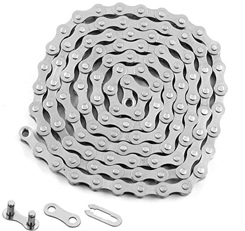 Waziaqoc Single Speed Fahrradkette 1/2 Zoll x 1/8 Zoll 114 Glieder, Kohlenstoffstahl Fahrradkette 1 Gang