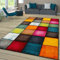 TT Home Wohnzimmer Teppich Bunt Kurzflor Wohnzimmerteppich Meliert 3D Optik Geometrisch, Farbe:Grau Rot Gelb, Größe:120x170 cm