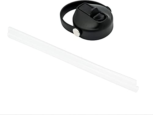 Polerce Black Flex Straw Lid with 2 Straws and Hydroflask Wide Mouth Bottles, Compatible with Hydro Flask 20 32 40 oz Bottles, Cap for Hydroflask Wide Mouth Straw Lid Top Hydroflask Wide Mouth Lid