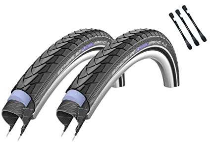 2er Set Schwalbe Reifen Marathon Plus 16 Zoll (35-349) Reflex auswählbar mit Schläuchen + 3 MSZweirad Reifenheber E Bike (16 x 1,35 (35-349), Ohne Schläuche)